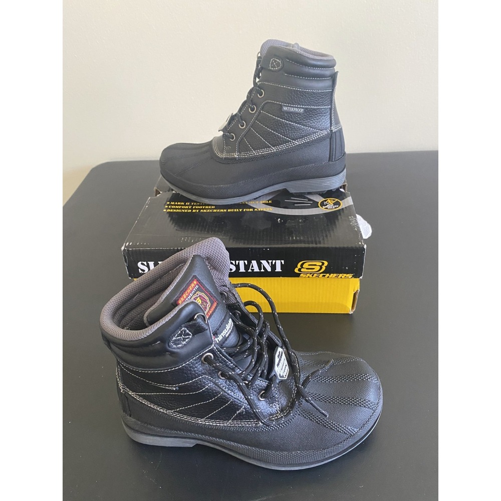 Skechers Robards Alberton 76581-BLK Womens 6 Work Boot Black Slip Resistant Boot